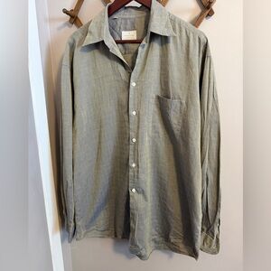 Ermenegildo Zegna Soft Gray Woven Button Down Shirt Size 41 16 L luxury casual